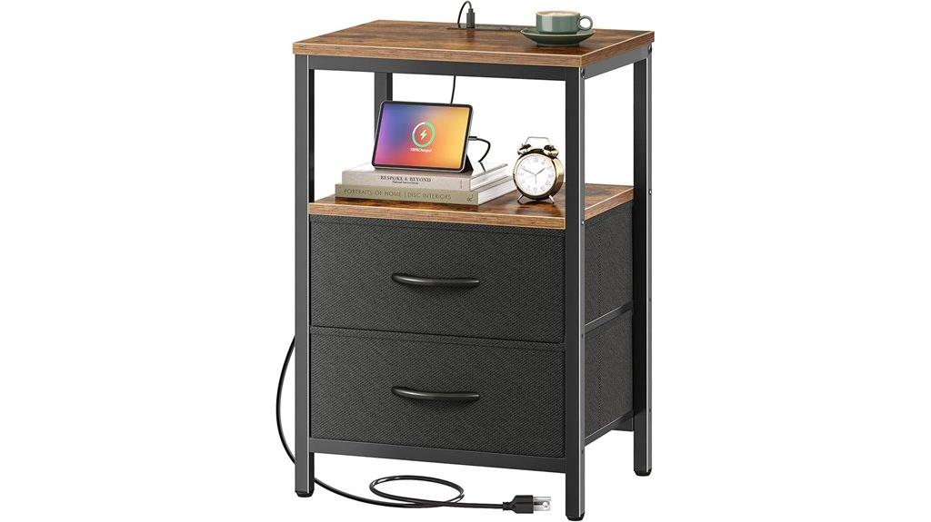 functional nightstand with charging